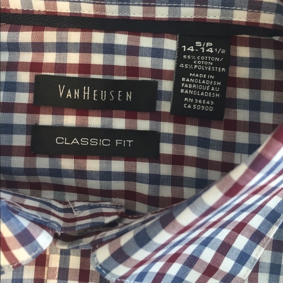 Van Heusen Classic Fit Checked Button Up Shirt Men's Small - Picture 4 of 4